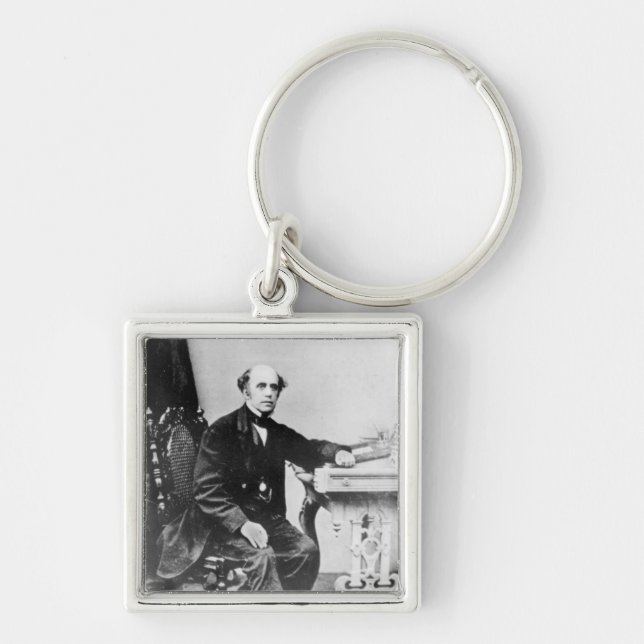 Thomas kock fyrkantig silverfärgad nyckelring (Framsidan)