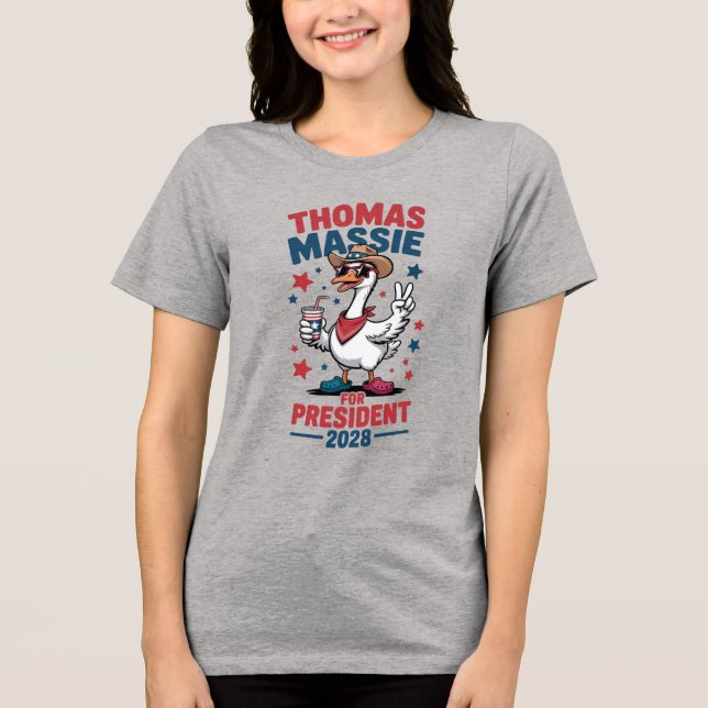 Thomas Massie President 2028 Juli 4 Gås Frihet  T Shirt (Framsida)