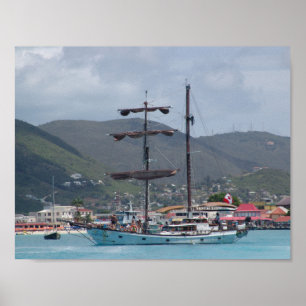 Thomas med hög Segelbåt, ser ut som pirat Poster