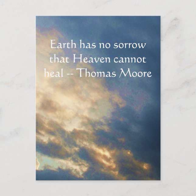 Thomas Moore inspirationcitat med blå himmel Vykort (Framsida)