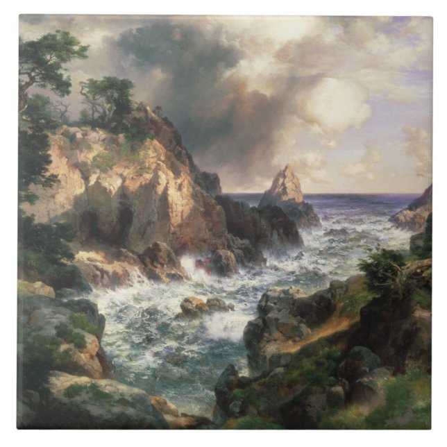 Thomas Moran - Point Lobos, Monterey, Kalifornien Kakelplatta (Framsidan)