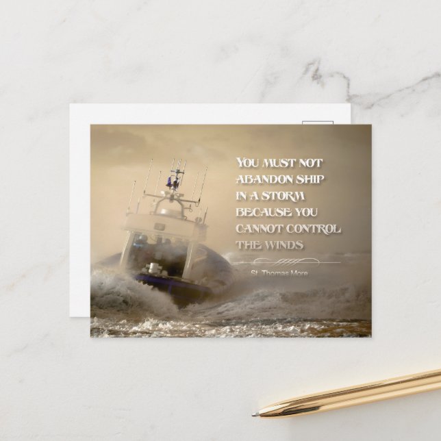Thomas More Inspirational Quote "Control Vinds" Vykort (Fram/Back In Situ)
