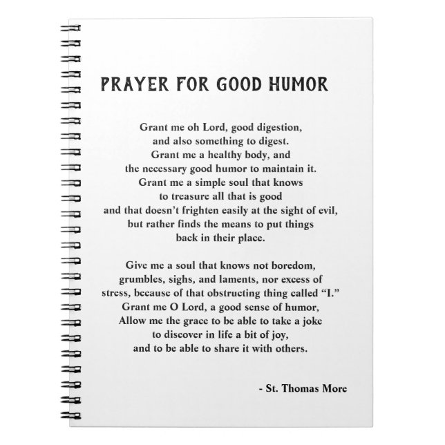 Thomas More Prayer för Bra Humor Anteckningsbok (Framsidan)