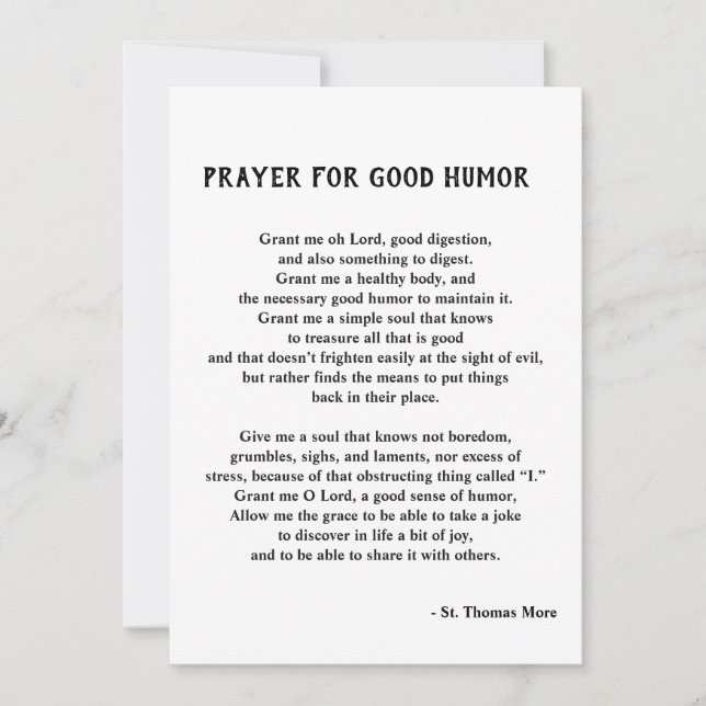 Thomas More Prayer för Bra Humor Julkort (Framsida)