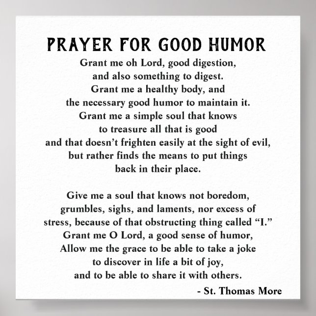 Thomas More Prayer för Bra Humor Poster (Framsidan)