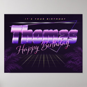 Thomas Namn Vorname lila retro Poster Geburtstag