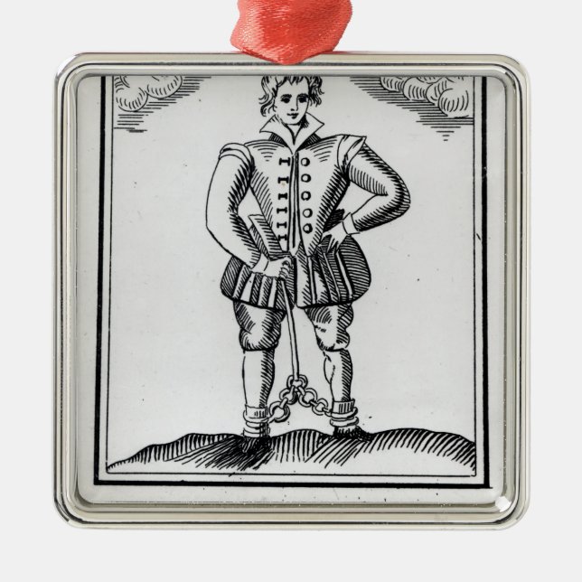 Thomas Nashe, från en broschyr, pub. i 1597 Julgransprydnad Metall (Framsidan)