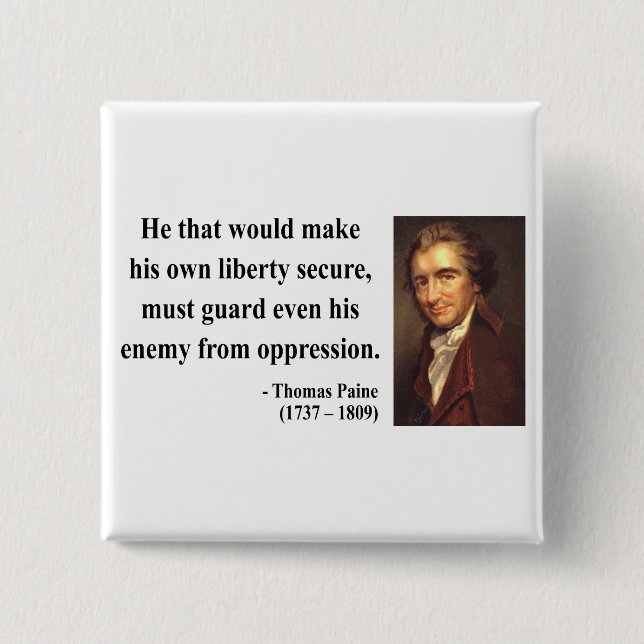 Thomas Paine citationstecken 3b Knapp (Framsida)