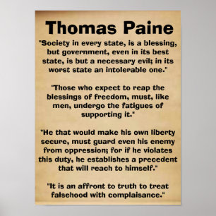 Thomas Paine citationsteckenaffisch Poster