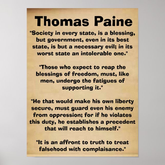 Thomas Paine-citattecken Poster (Framsidan)
