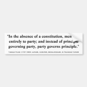 Thomas Paine FRÅNVARO AV KONSTITUTION- & Bildekal