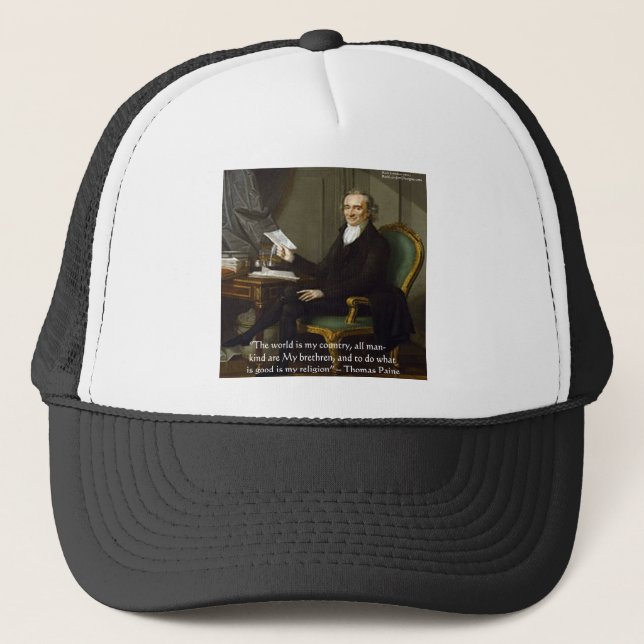 Thomas Paine "My Brethren" citattecken och kort Keps (Framsida)