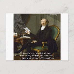 Thomas Paine "My Brethren" Quote Gifts & Cards Vykort