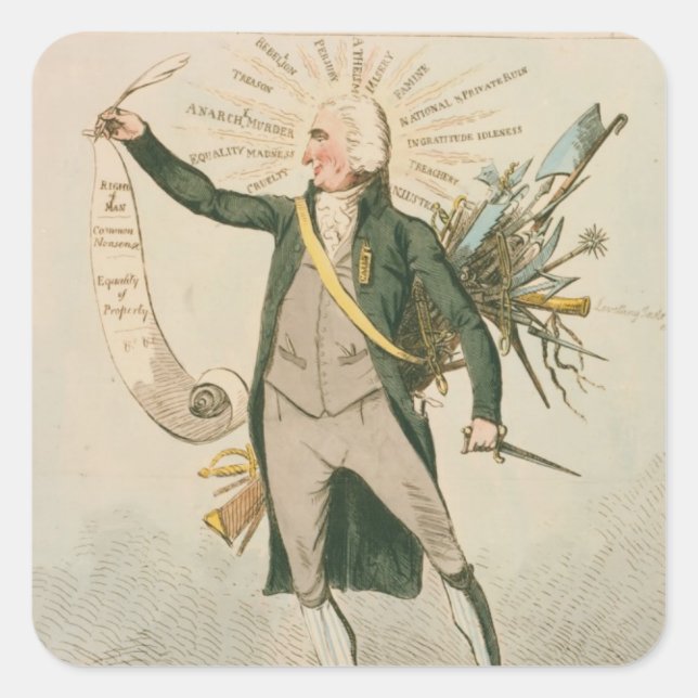 Thomas Paine Politisk Tecknad Fyrkantigt Klistermärke (Framsida)