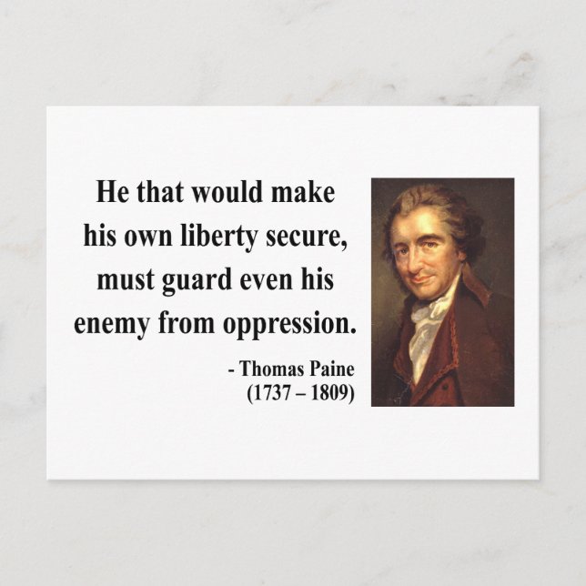 Thomas Paine Quote 3b Vykort (Framsida)