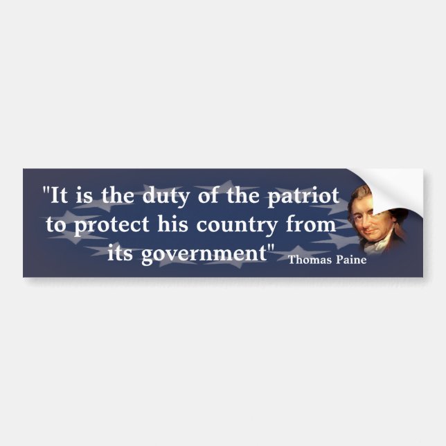 Thomas Paine Quote om patriotens tjänst Bildekal (Framsidan)