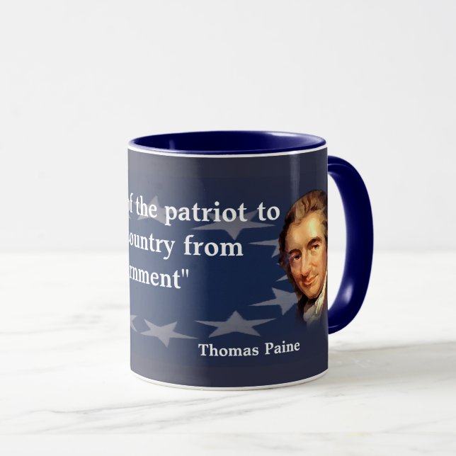 Thomas Paine Quote om patriotens tjänst Mugg (Framsida höger)