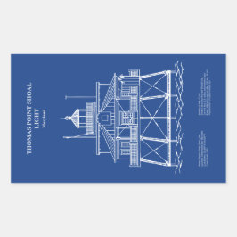 Thomas Point Shoal Lighthouse - Maryland - AD Rektangulärt Klistermärke