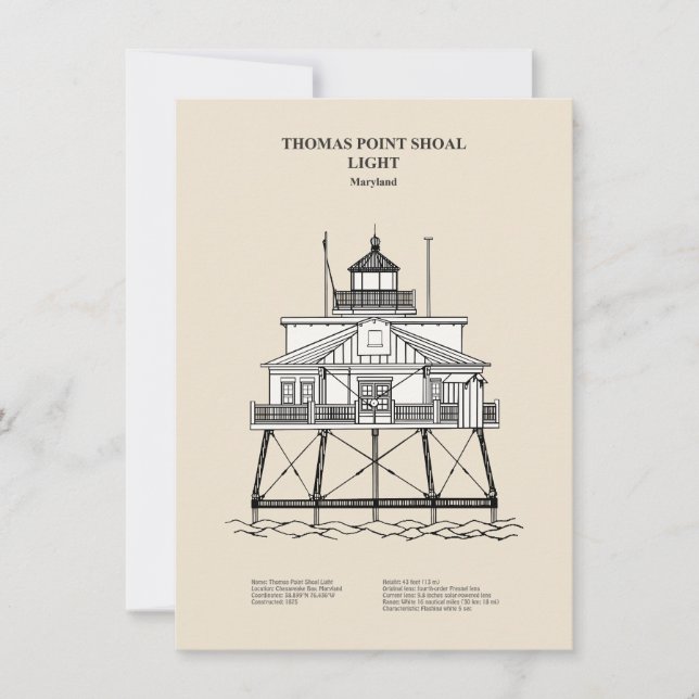 Thomas Point Shoal Lighthouse - Maryland - SBD Anteckningskort (Framsida)
