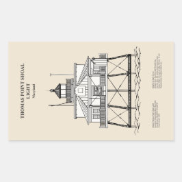 Thomas Point Shoal Lighthouse - Maryland - SBD Rektangulärt Klistermärke
