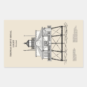 Thomas Point Shoal Lighthouse - Maryland - SBD Rektangulärt Klistermärke
