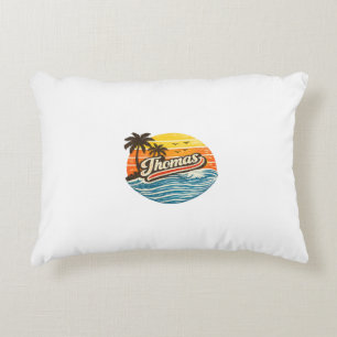 Thomas Retro Solnedgång Namn Design Prydnadskudde