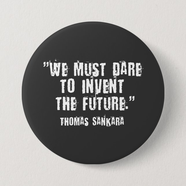 Thomas Sankara Black/White Button Knapp (Framsida)