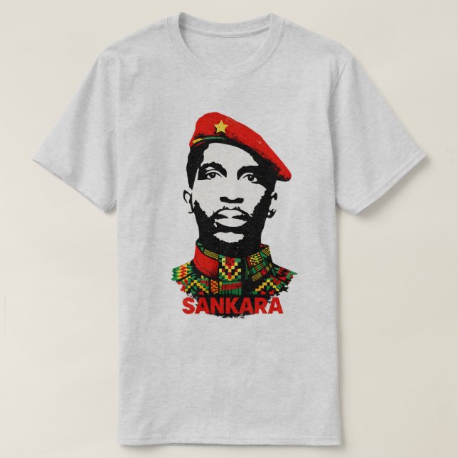 Thomas Sankara Panafrikanska Revolutionära Kente T Shirt (Design framsida)
