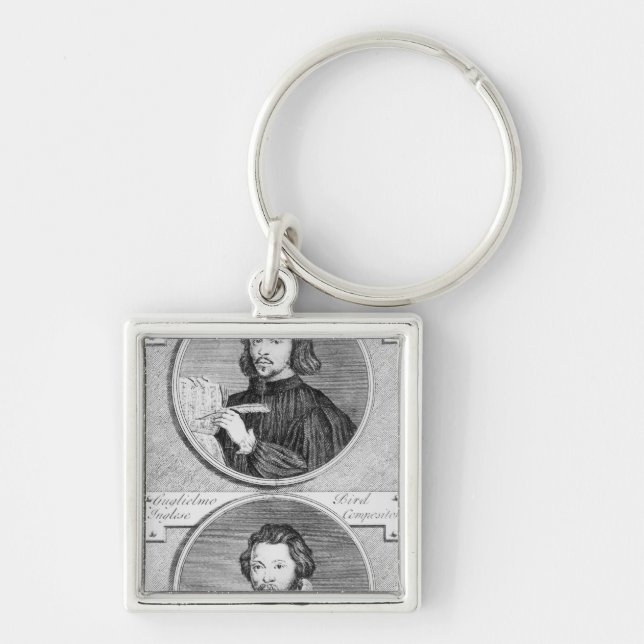 Thomas Tallis och William Byrd Fyrkantig Silverfärgad Nyckelring (Framsidan)