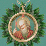 Thomas the Apostle (JMAS 12) Guldpläterat Halsband<br><div class="desc">St. Thomas the Apostle, även kallad Didymus (tvillingvakten), var en av Jesus Kristus tolv apostlar enligt New Testament. Efter att först ha tvivlat på resurationen tills han kom på Kristus sår för sig själv, fortsatte St. Thomas att evangelisera Parthia, Persia och Indien med missionär nit. Här har han ett spjut....</div>