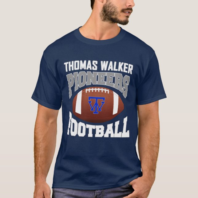 Thomas Walker Pioneers Football - mörk T Shirt (Framsida)