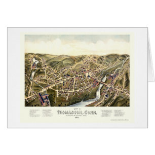 Thomaston panorama- karta för CT - 1879 Hälsningskort