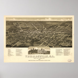 Thomasville Georgia 1885 Antique Panoramic Karta Poster