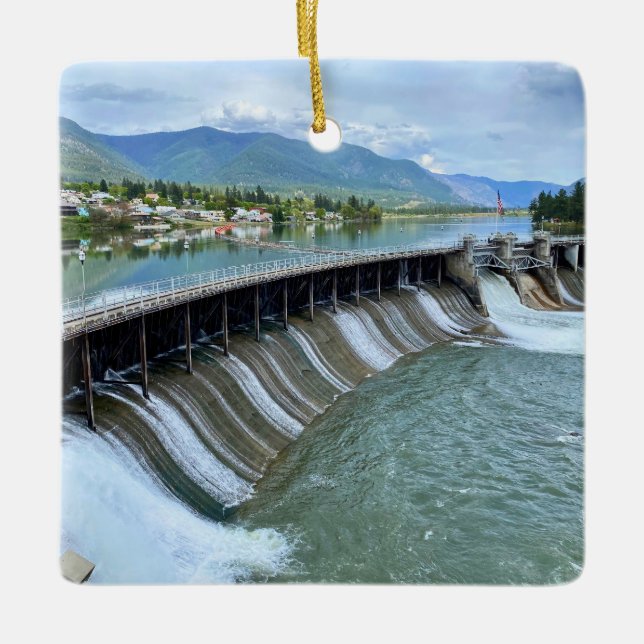 Thompson Falls-dammen Julgransprydnad Keramik (Framsida)