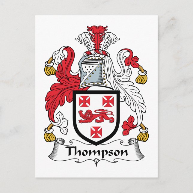 Thompson Family Crest Vykort (Framsida)