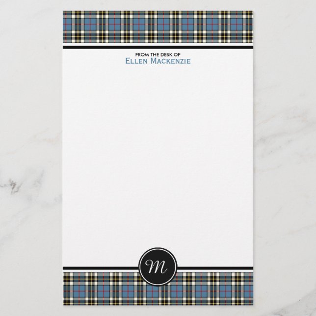 Thompson Klan Blue Formal Dress Tartan Monogram Brevpapper (Framsida)
