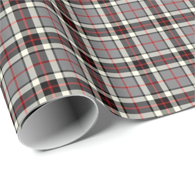 Thompson Klan Grått Formal Dress Tartan Presentpapper (Rullad Hörn)