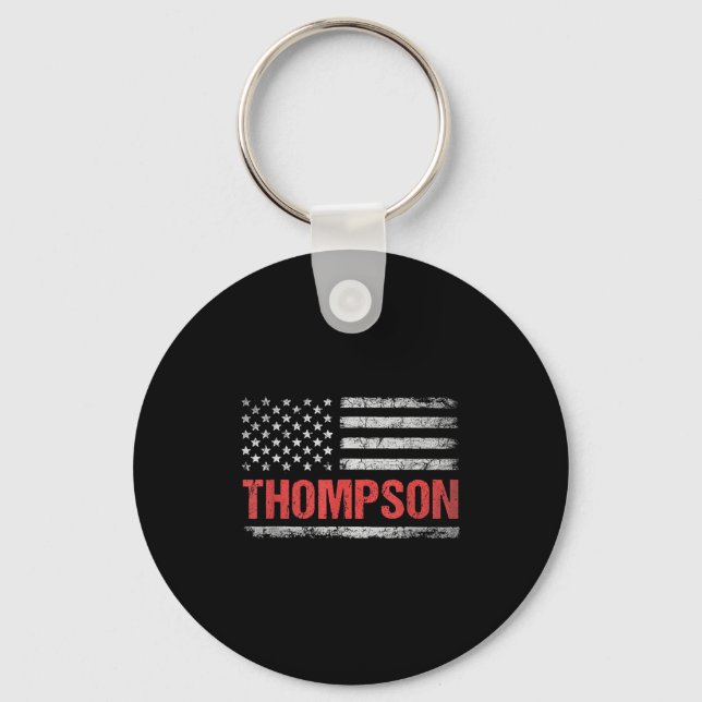 Thompson Namn American Flagga - Thompson Efternamn Nyckelring (Framsida)
