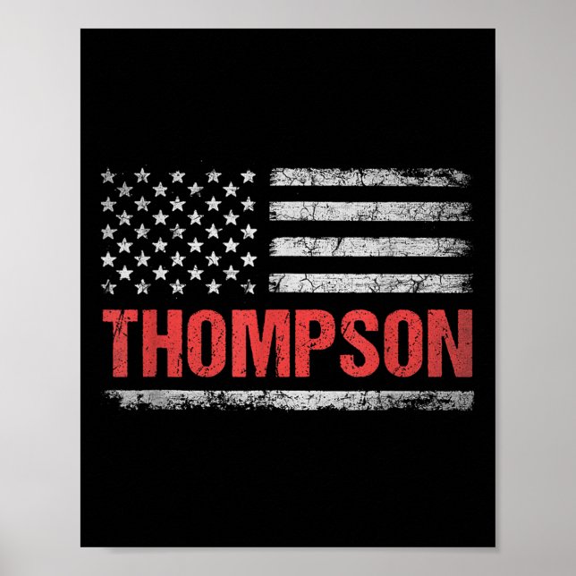 Thompson Namn American Flagga - Thompson Efternamn Poster (Framsidan)