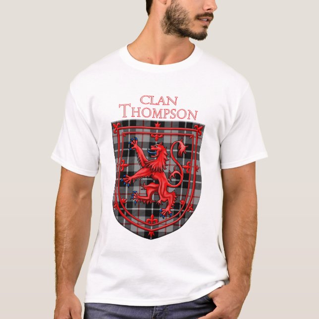 Thompson Tartan Scottish Plaid Lion Rampant T Shirt (Framsida)