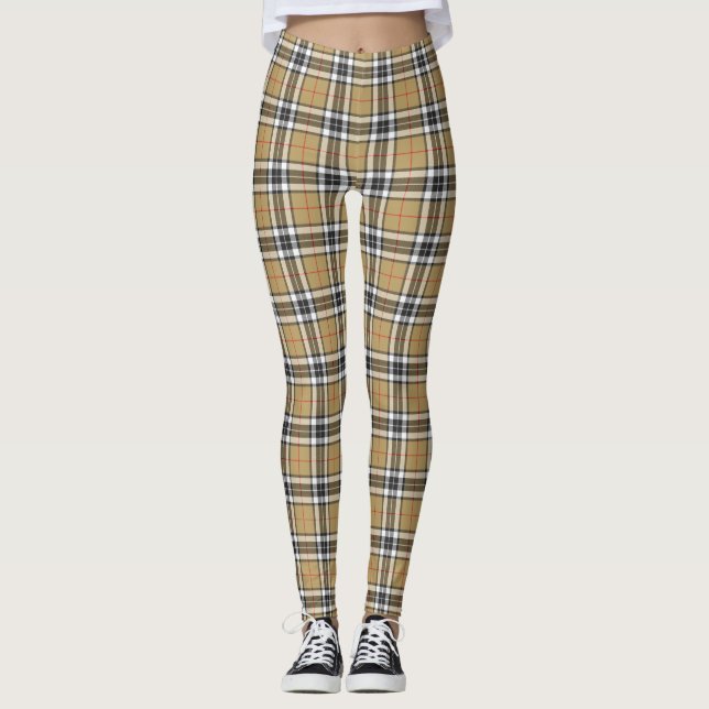 Thomson Camel Tartan Plaid Mönster Mindre Leggings (Framsida)