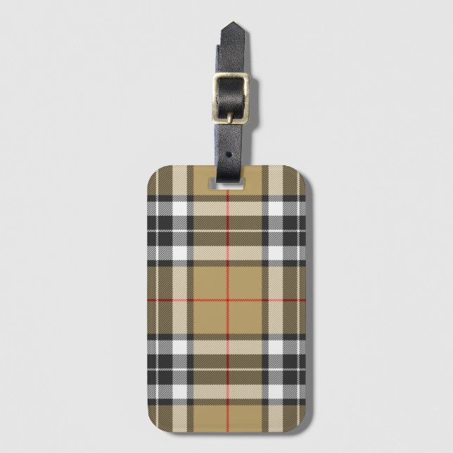 Thomson Camel Tartan Plaid Mönster Mode Bagagebricka (Framsida vertikal)