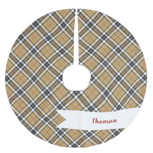 Thomson Camel Tartan Plaid Mönster Mode Julgransmatta Borstad Polyester (Framsidan)