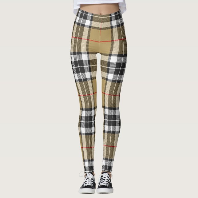 Thomson Camel Tartan Plaid Mönster Mode Leggings (Framsida)