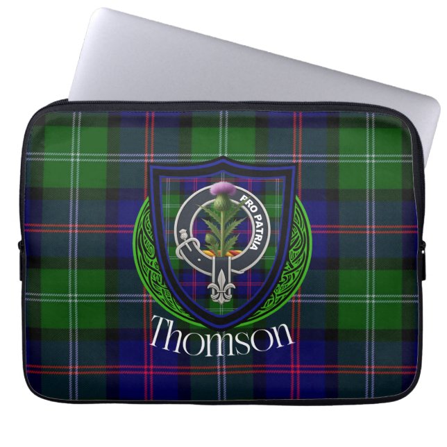 Thomson Scottish Clan Tartan and Crest  Laptop Fodral (Framsidan)