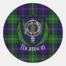 Thomson skotska klan tartan och vapensköld