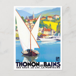 Thonon Les Bains Frankrike vintage resor Vykort