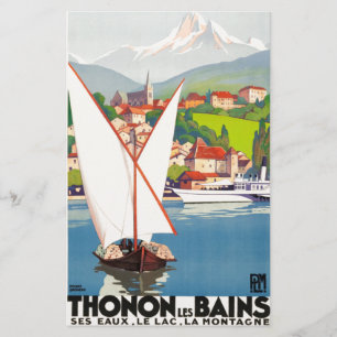 Thonon Les Bains Fransk Resa Europa Brevpapper