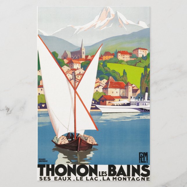 Thonon Les Bains Fransk Resa Europa Brevpapper (Framsida)