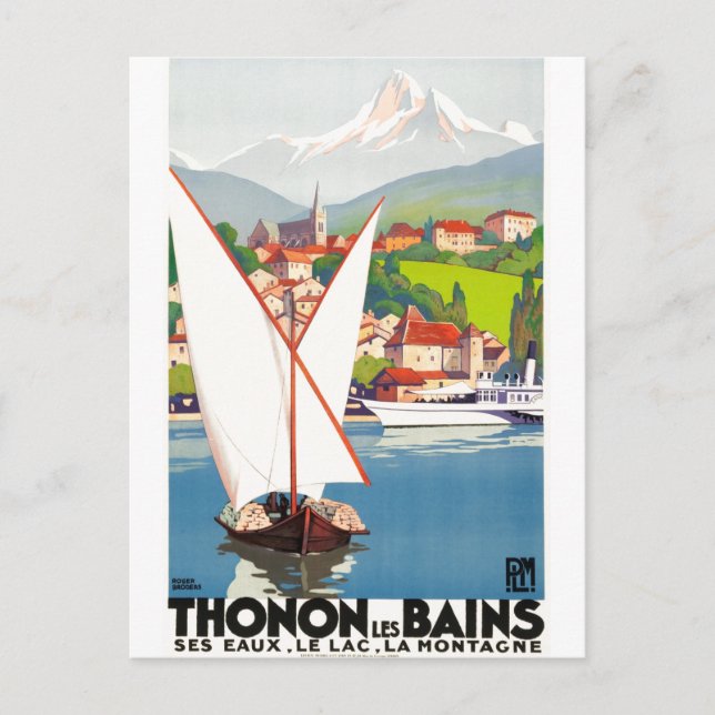 Thonon Les Bains Fransk Resereklambild Vykort (Framsida)